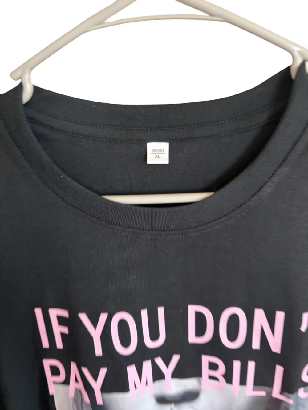 Black Graphic Tee with Pink Text - Women's Top - Picture 2 of 3